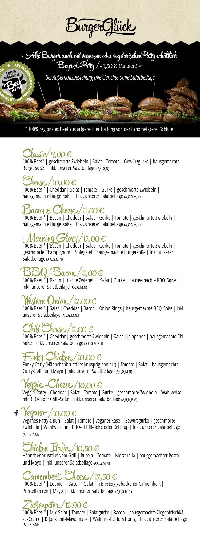 Burgerglueck Speisekarte Restaurant Teil 1 Burgerglueck Speisekarte Restaurant Teil 1